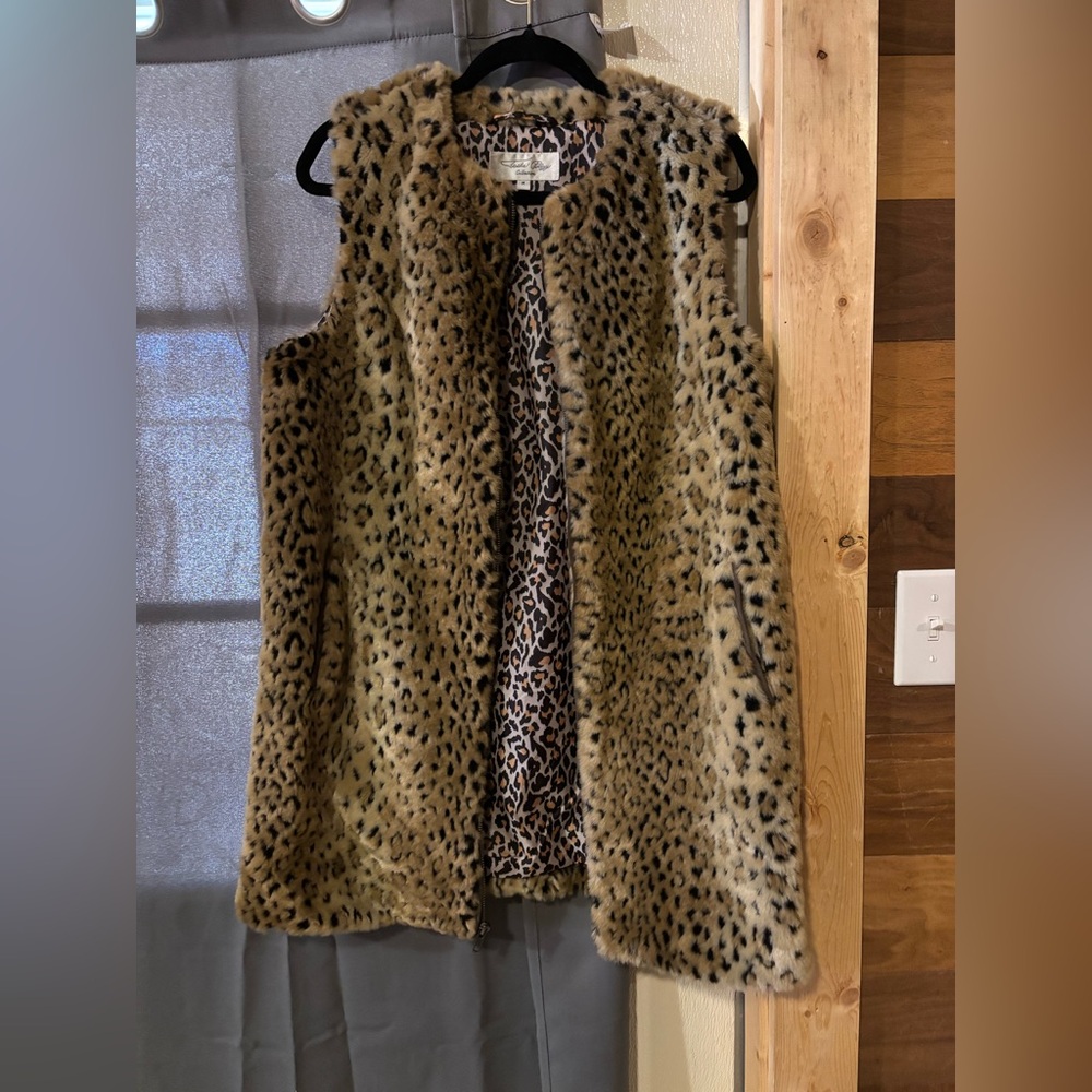 Tasha Polizzi Leopard Print Faux Fur Vest
